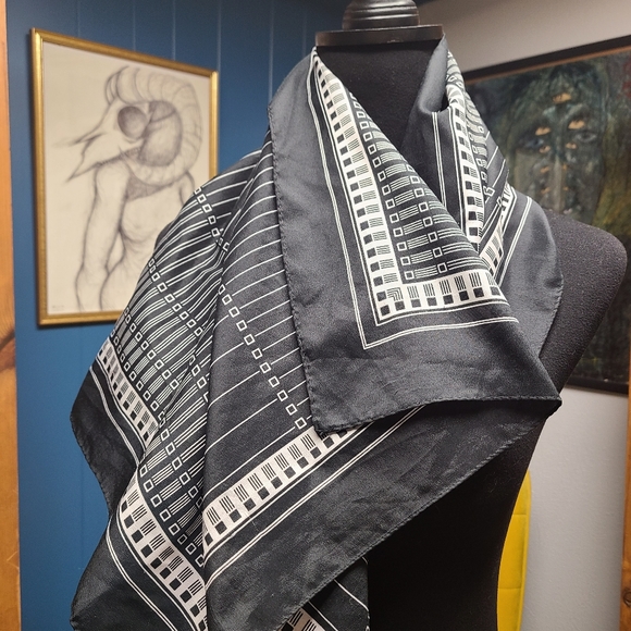 Claude Chevalier Silky Pattern Scarf - Picture 3 of 5